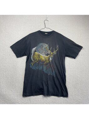 VTG Harlequin Animal Shirt Wildlife Moon Deer Graphic Tee 1990s Size XL Canada